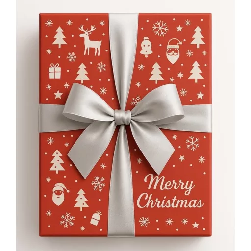 CUTIE PERSONALIZATA DE SARBATORI 2,5 KG  FRUCTE EXOTICE + 1 STICLA DE VIN FIERT 